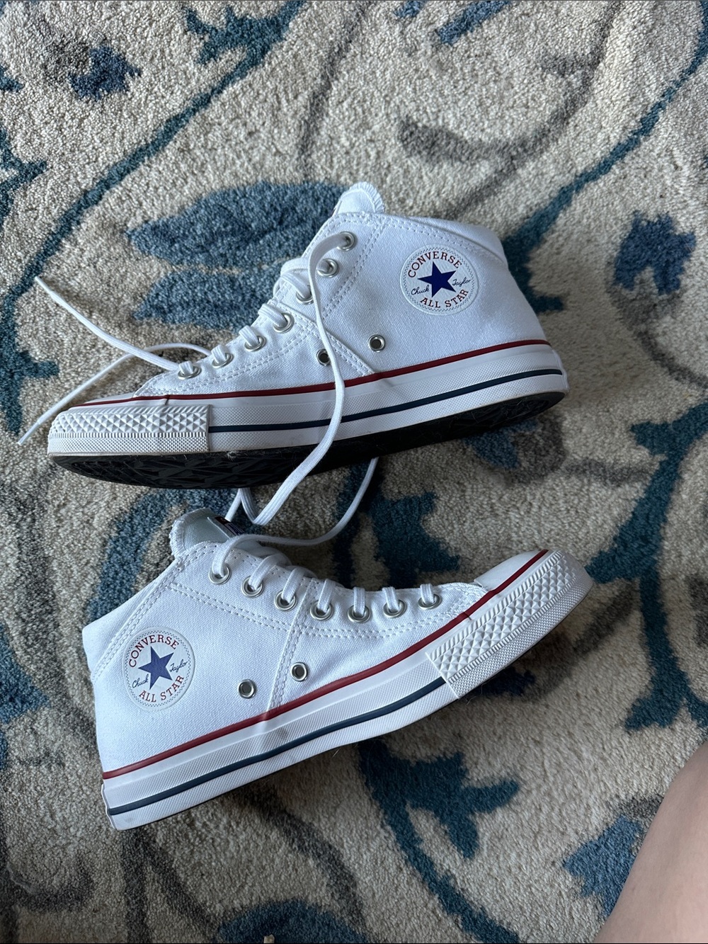 Converse Mid Top Madison in White with Red & Black Stripes - Picture 6 of 7